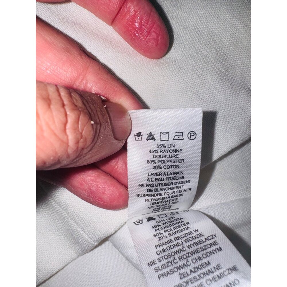 Rachel Zoe Preppy White Linen Blend Sleeveless Vest 8 Old Money Academic - Picture 7 of 9